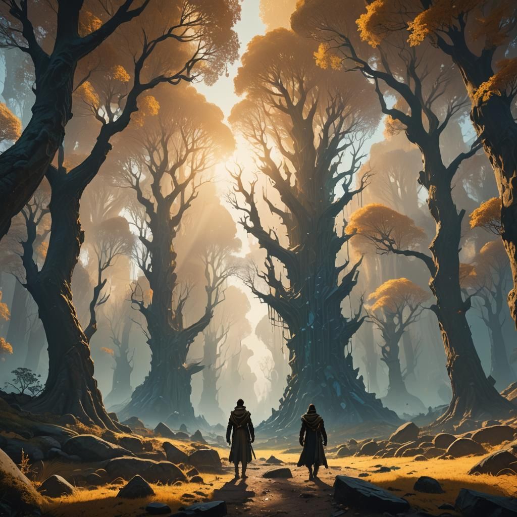 Mystical Valley with Crystal Spires: Fantasy Concept Art