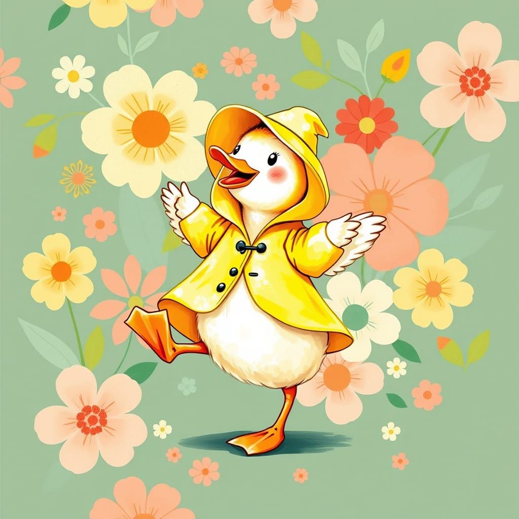 Joyful Duckling Dance in Beatrix Potter Style