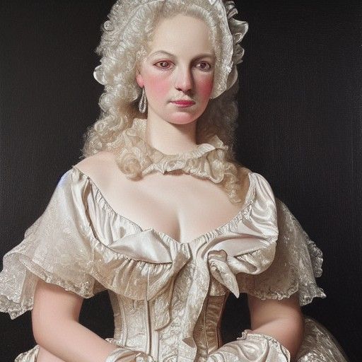 Portrait in 1700s Style of Figure in Satin Dress