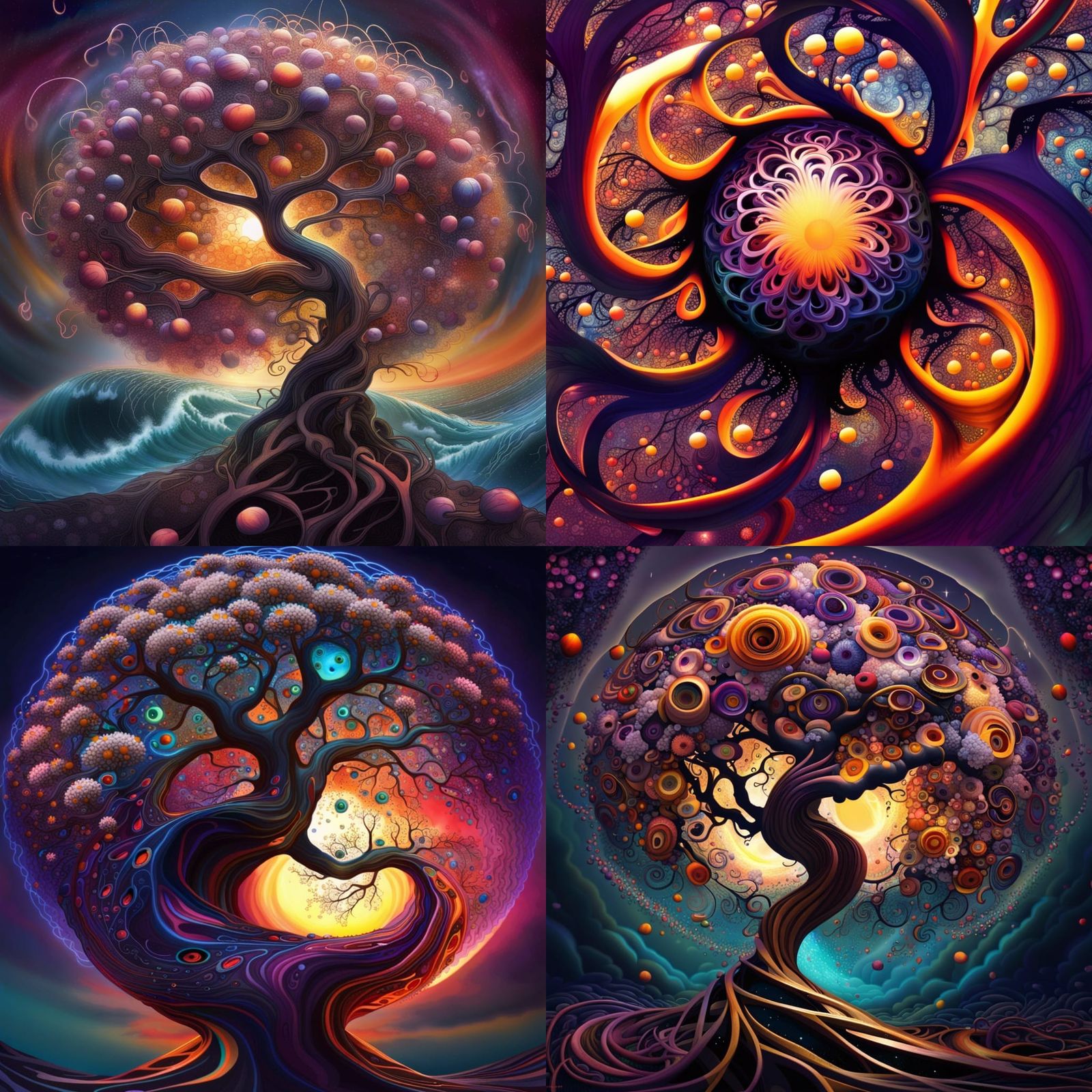Surreal Blossom Tree with Human Form, Fractal Art