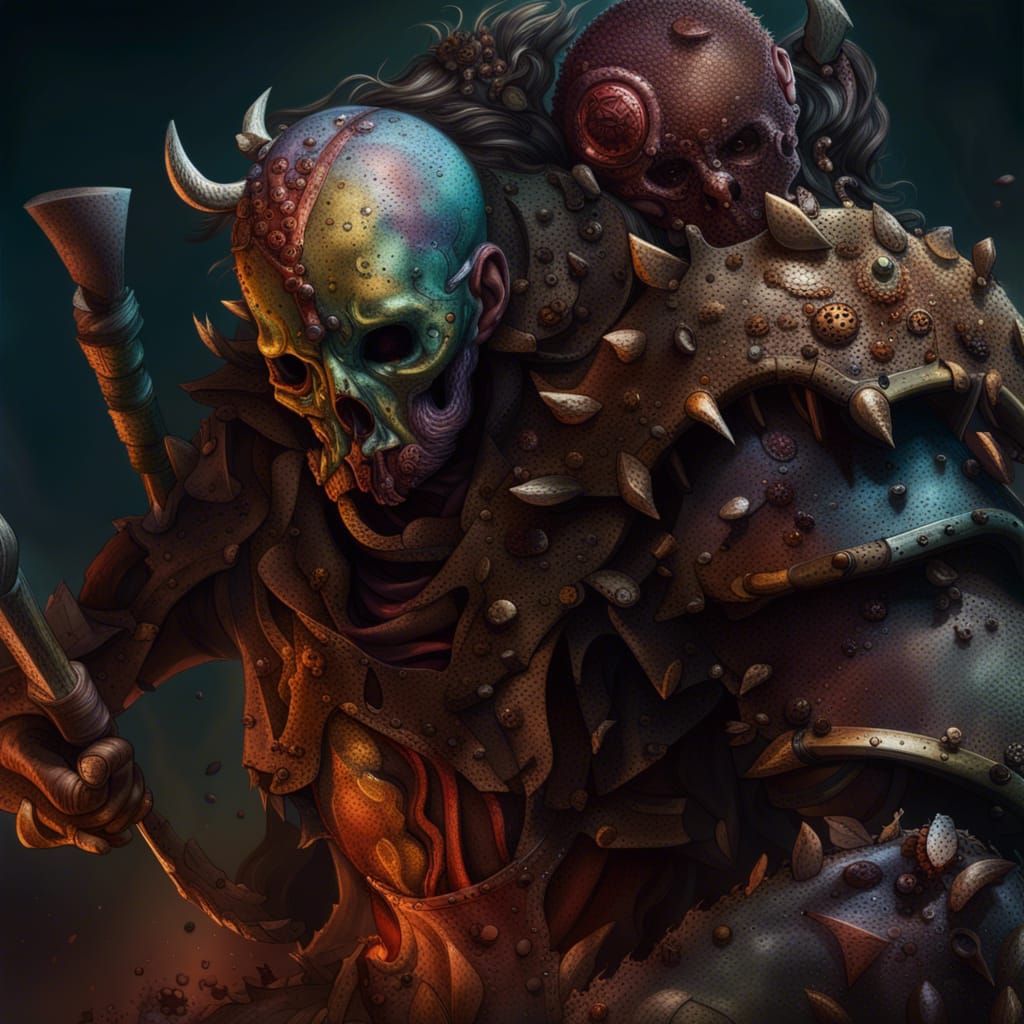 Detailed Plague Warrior Portrait in Hyperreal Style