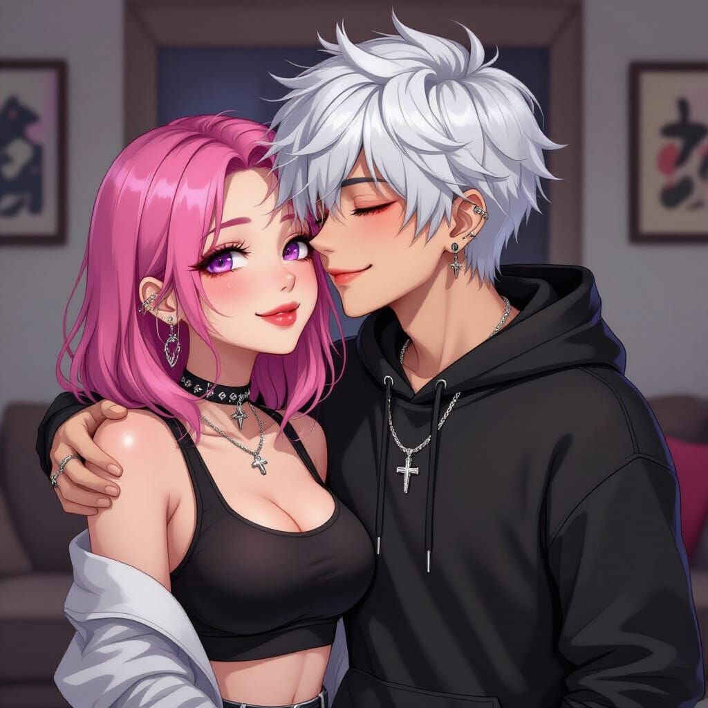 Gothic Couple in Living Room