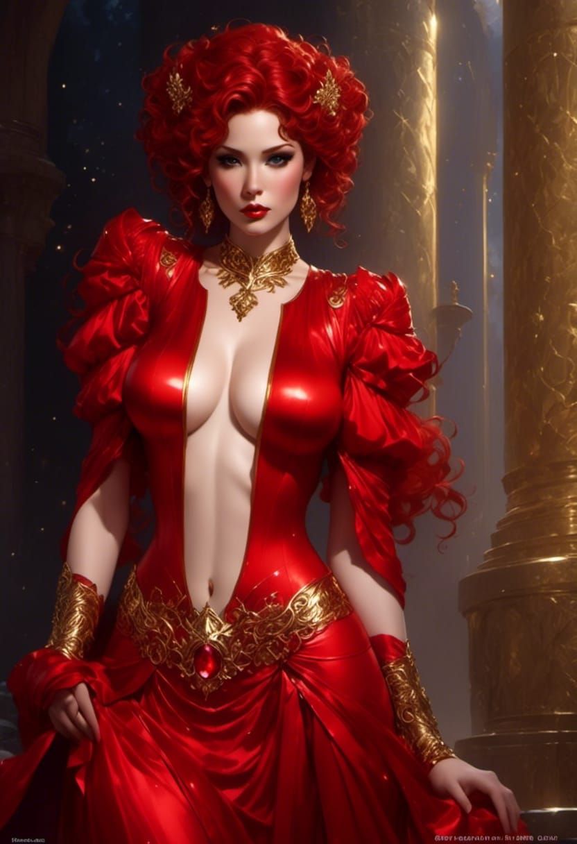 Red-Headed Goddess Portrait with Volumetric Lighting