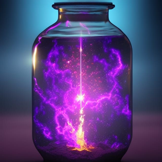 Purple Substance Inside Glass Jar: Maximalist Cosmic Art