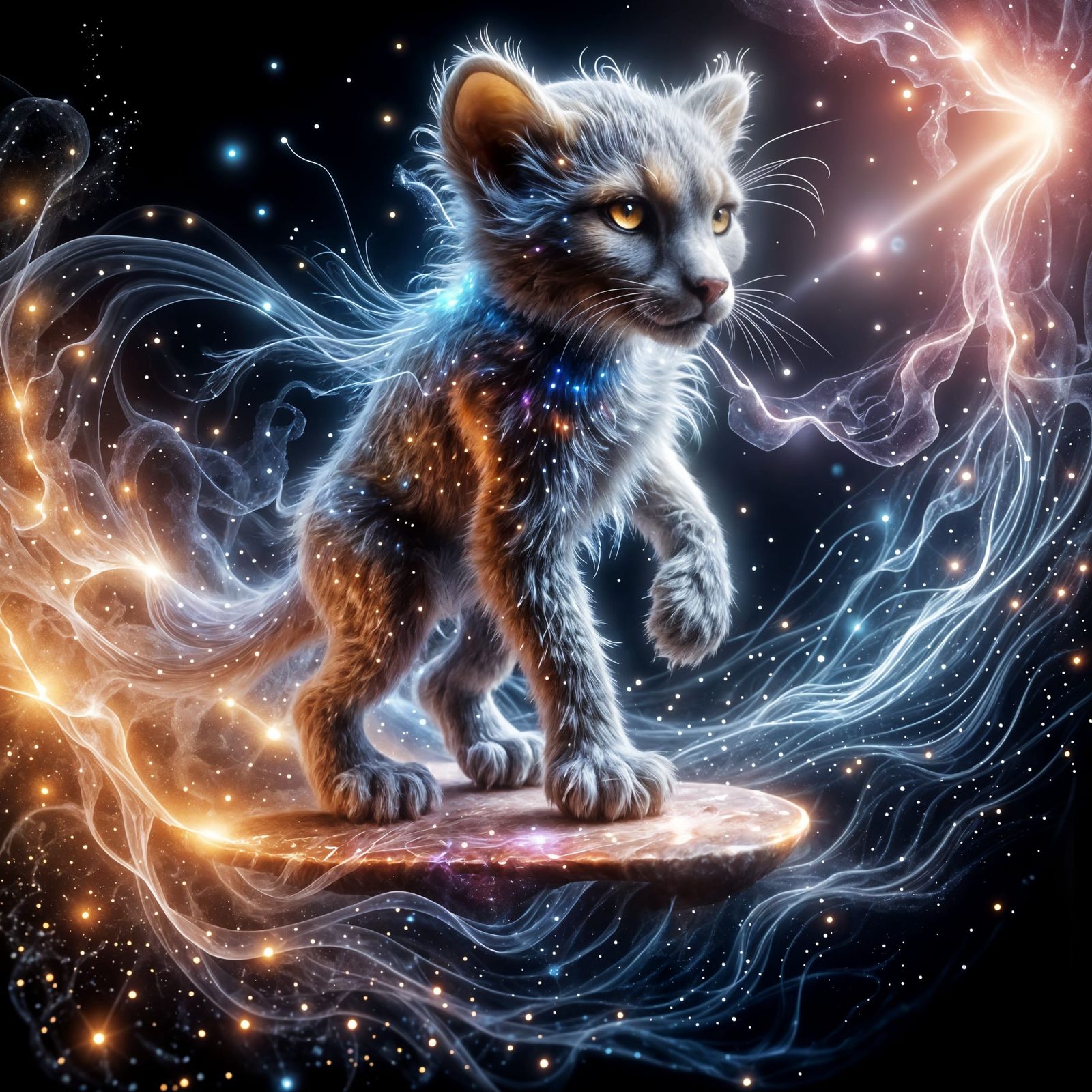Surreal Cosmic Kawaii Cheetah Surfer