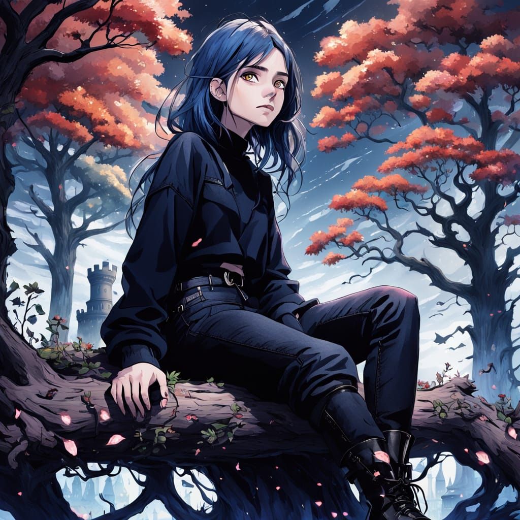 Girl with Red Eyes on Castle Branch