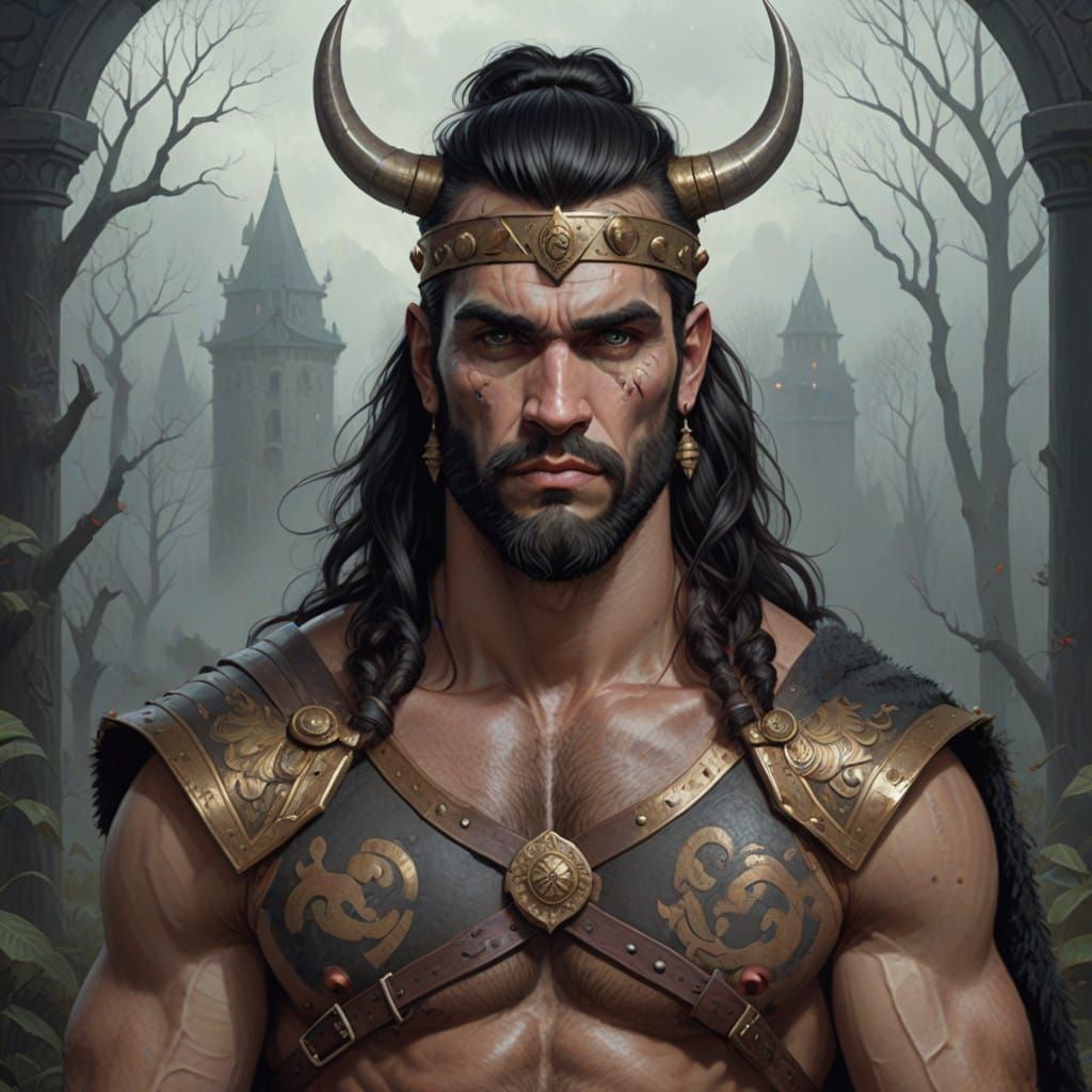 Barbarian Figure in Distressed Realism Style