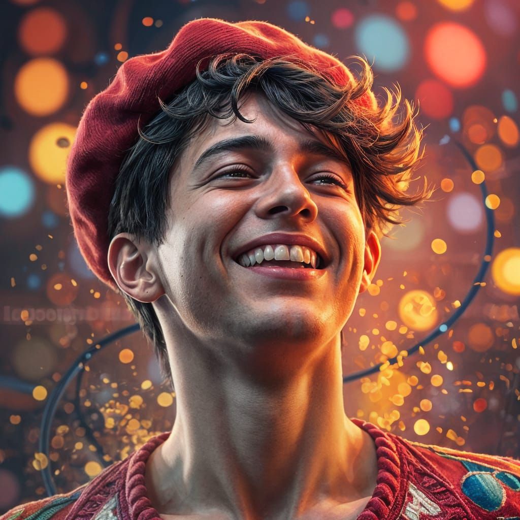 Vibrant Funky Man Dancing in a Triadic Color Palette