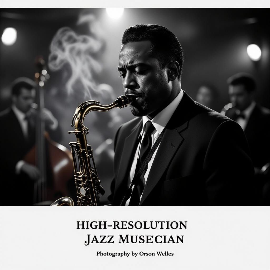Brooding Jazz Musician in Smoky Nightclub, Noir Portrait