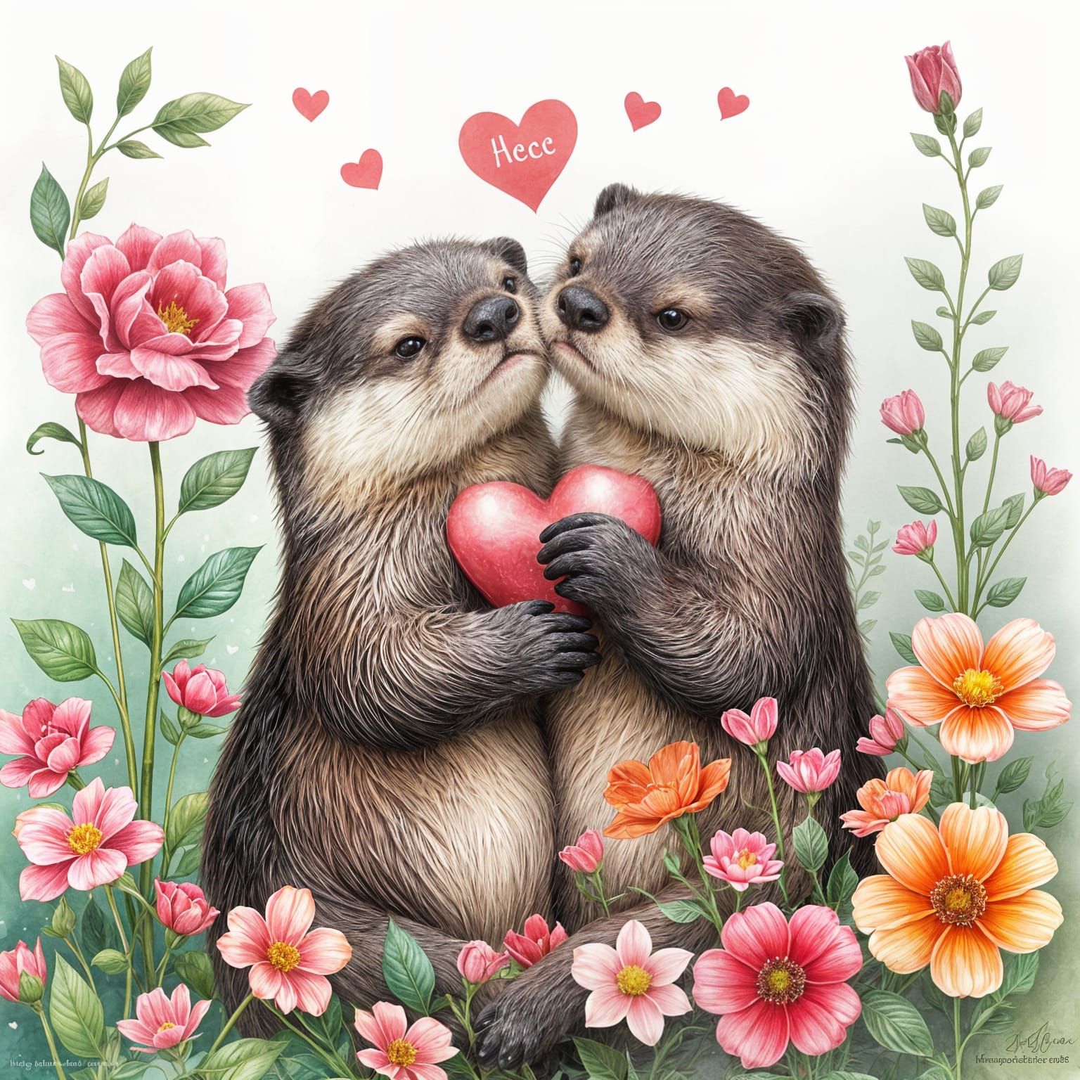 Otters Celebrate Valentine's Day with Tenderness