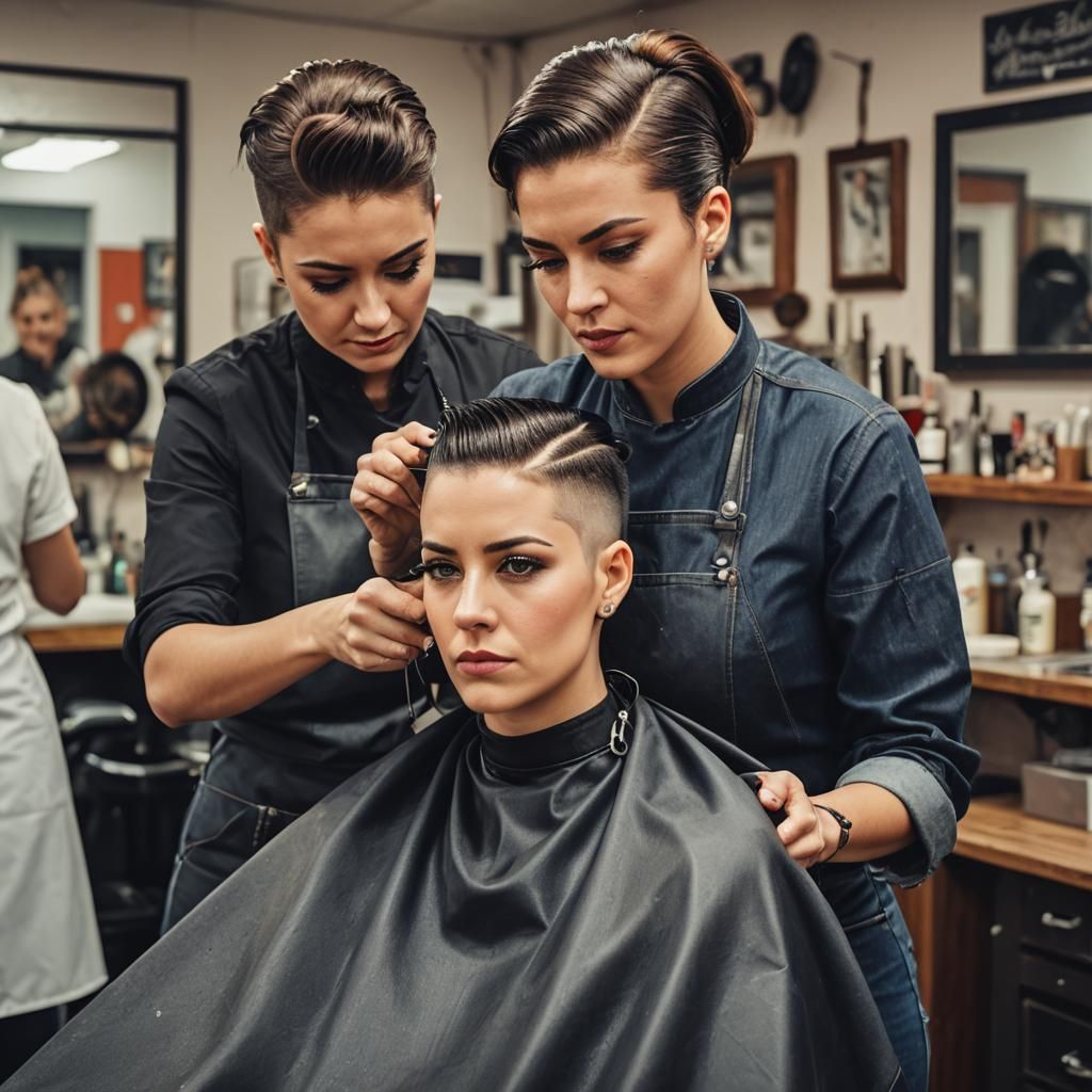 Dominant Barber Gives Teenage Girl a Boycut