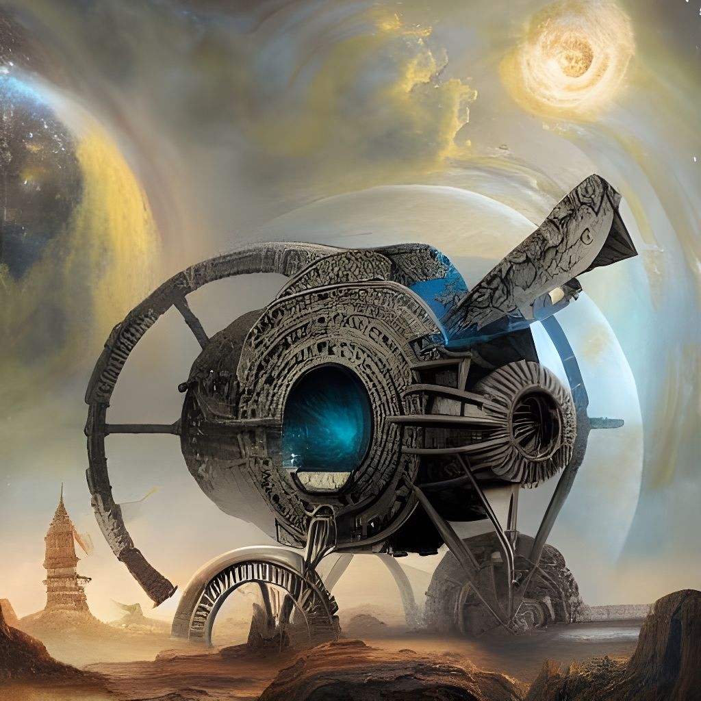 Primitive Time Machine: A Cosmic Impasto Painting