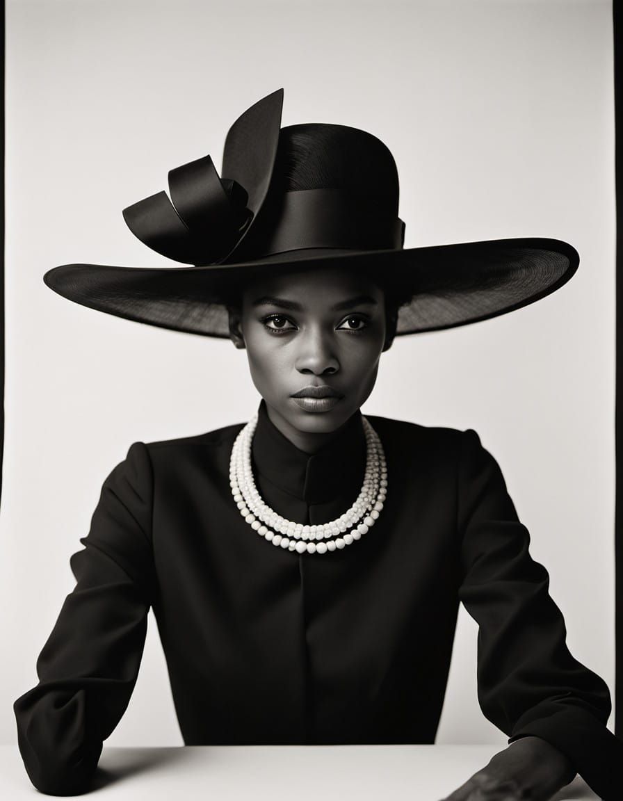 Elegant African American Woman in Black Attire, Captured in ...