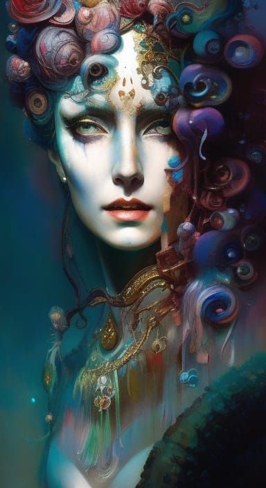 Fantasy Mermaid Portrait in Sci-Fi Style