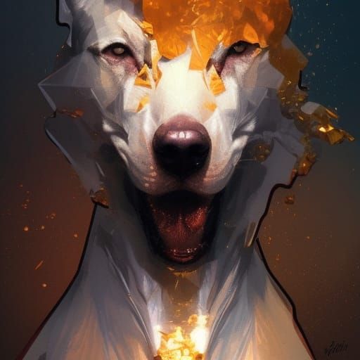 Doberman Wolf in Rose Gold Flames: 8K Portrait