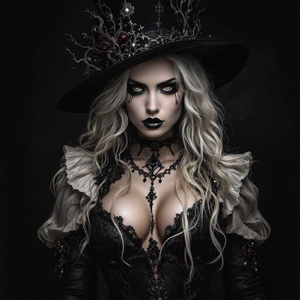 Gothic Woman in Dark, Mystical Art