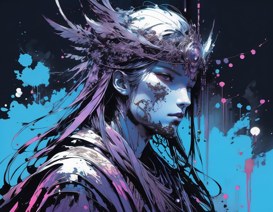 Detailed Ink Watercolour Illustration with Vibrant Colors