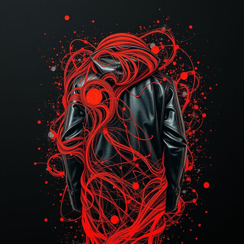 Hidden jacket under red splashes