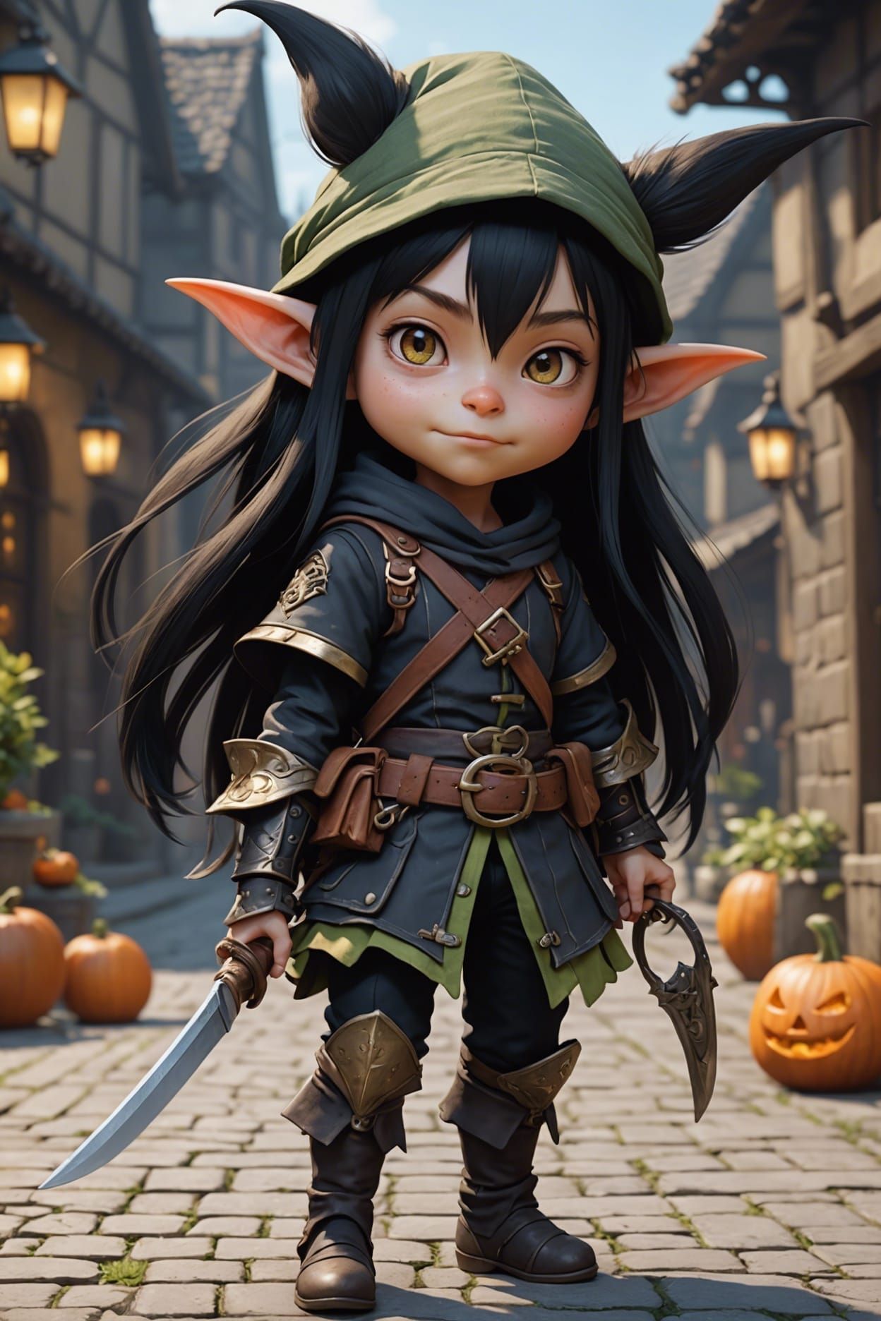 Cute Goblin Child Thief in 3D Anime Art
