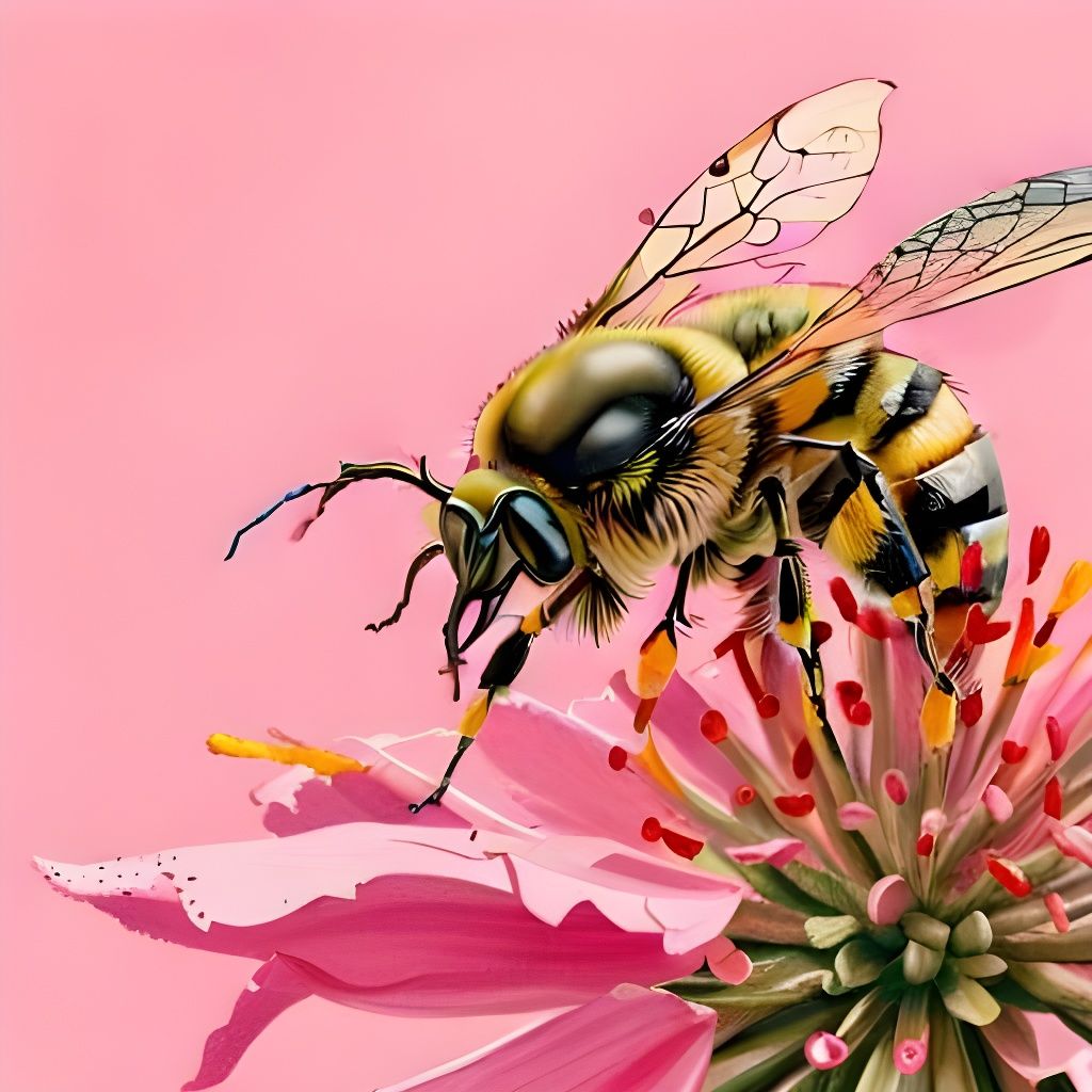 Happy Bee Portrait in Digital Art Style