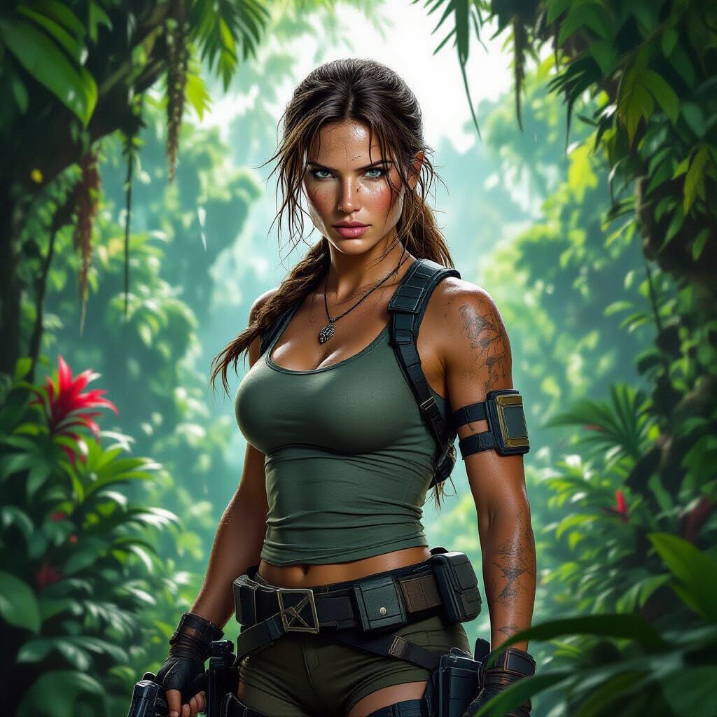 Lara Croft Explores Lush Jungle Paradise
