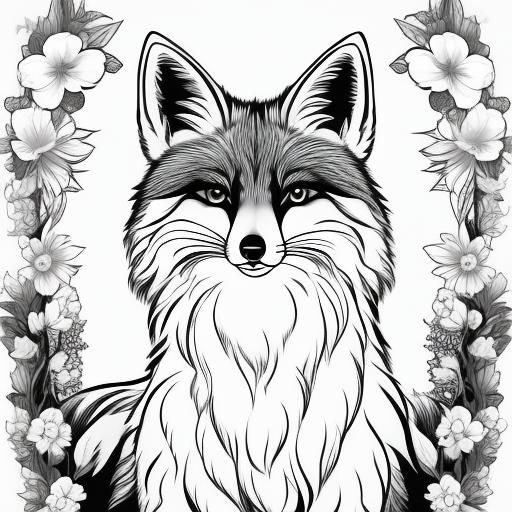 Adorable Fox Coloring Page Line Art