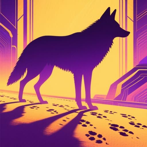 Art Deco Coyote Tracks in Thermal Imaging