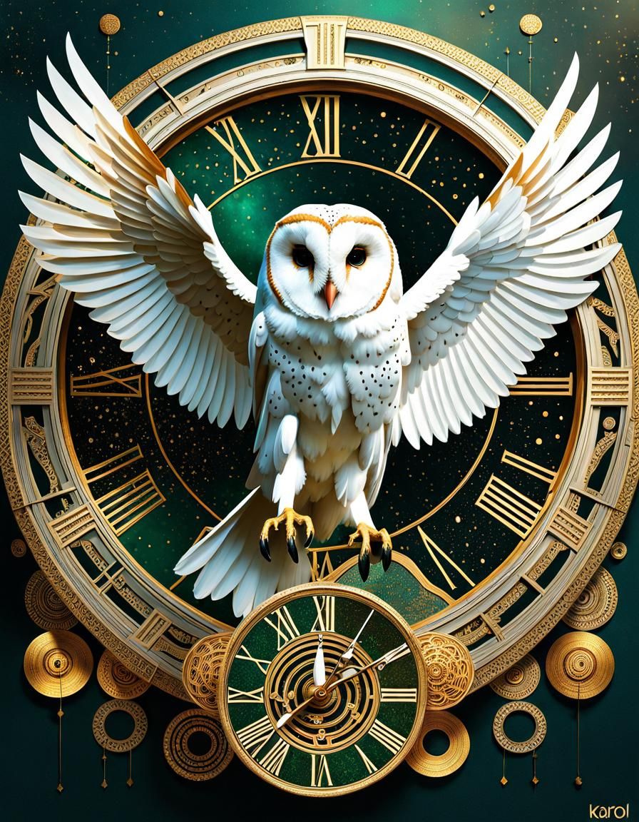 Surreal Barn Owl with Geometric Details