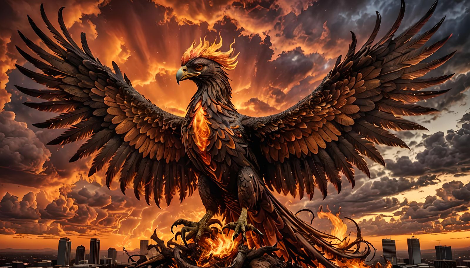 Phoenix Rising: Hyperrealistic Bird of Fire