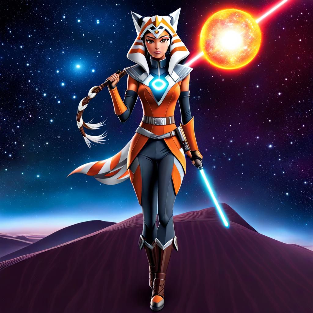 Ahsoka Tano Holds the Universe: Cosmic Digital Art