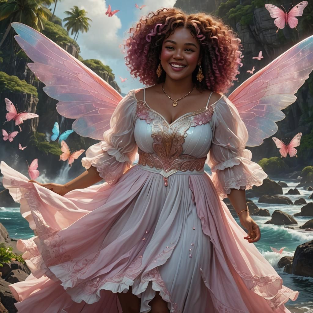 Plus-Size Woman with Fairy Wings in Fantasy Art