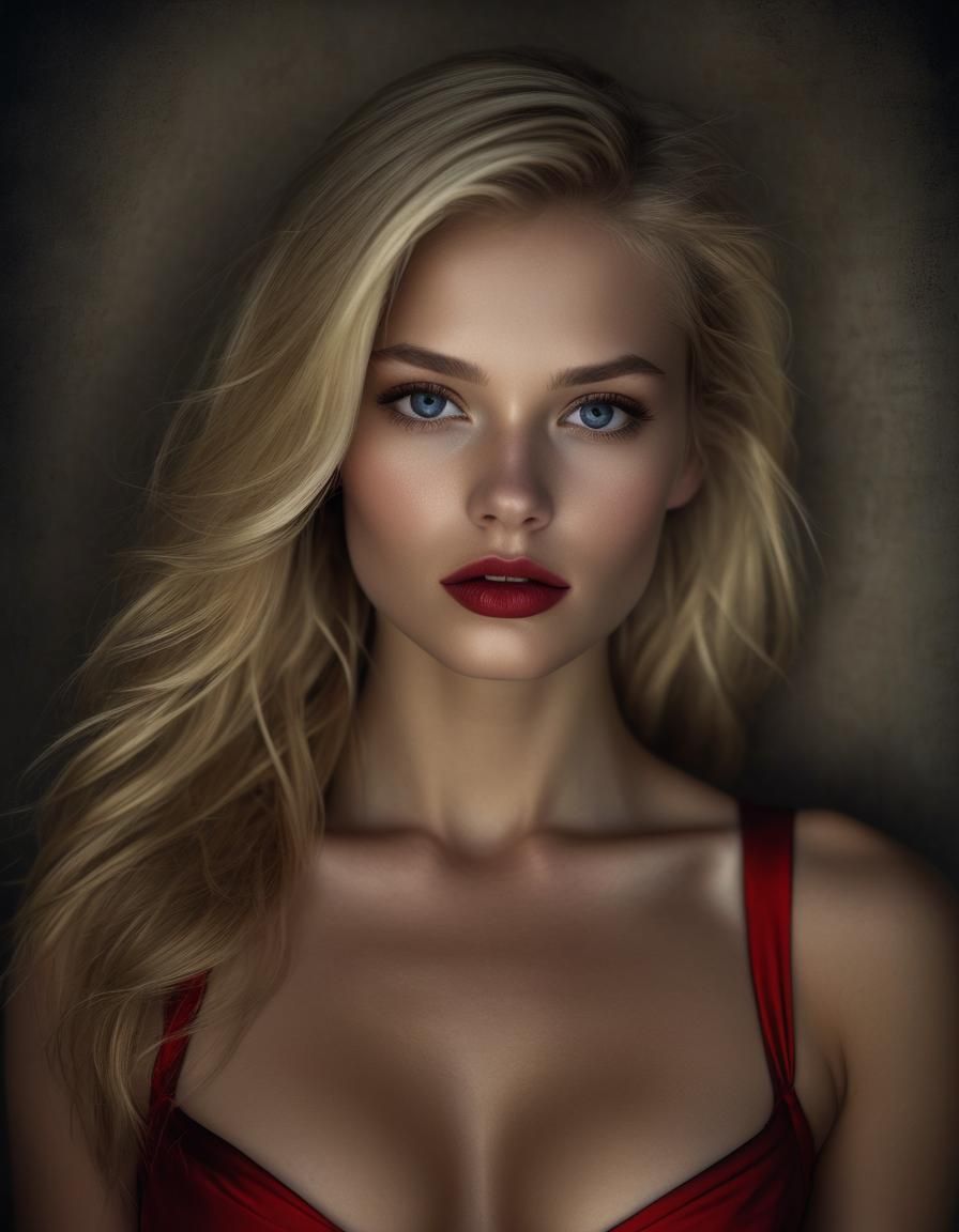 Beautiful swedish woman between shadow and light