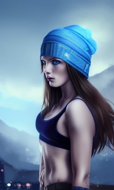 Punk Rock Teenager with Blue Eyes in Cityscape