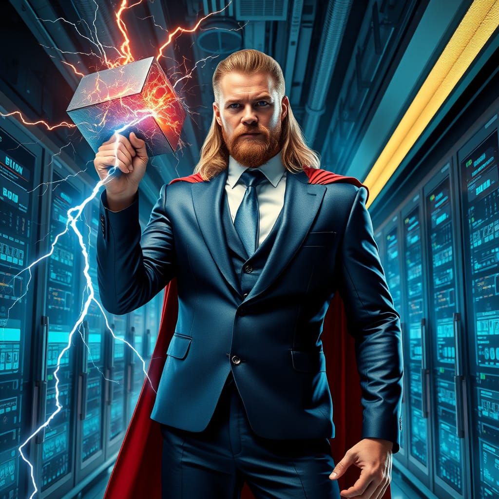 Thor using his hammer to power up EV batteries