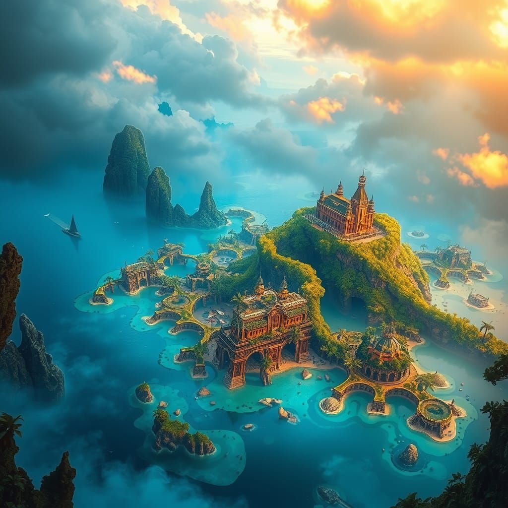 Mysterious Islands with Sweeping Archipelago, Matte Painting