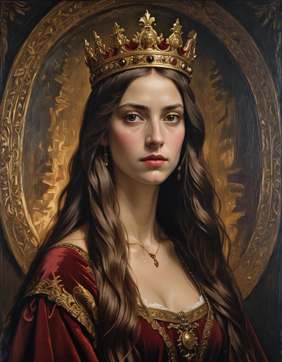 Baroque Portrait of a Woman with Golden Crown