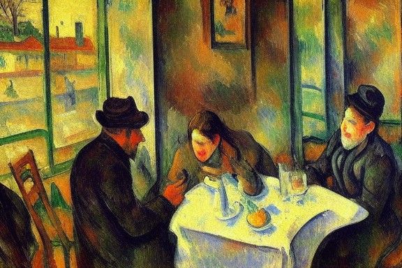 Winter Cafe: An Impressionist Oil Painting