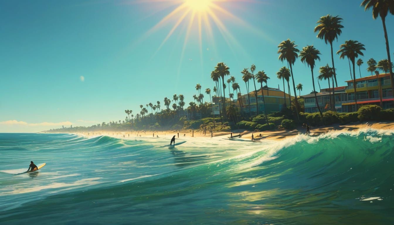 Vibrant Surf Art in California Dreamin' Style