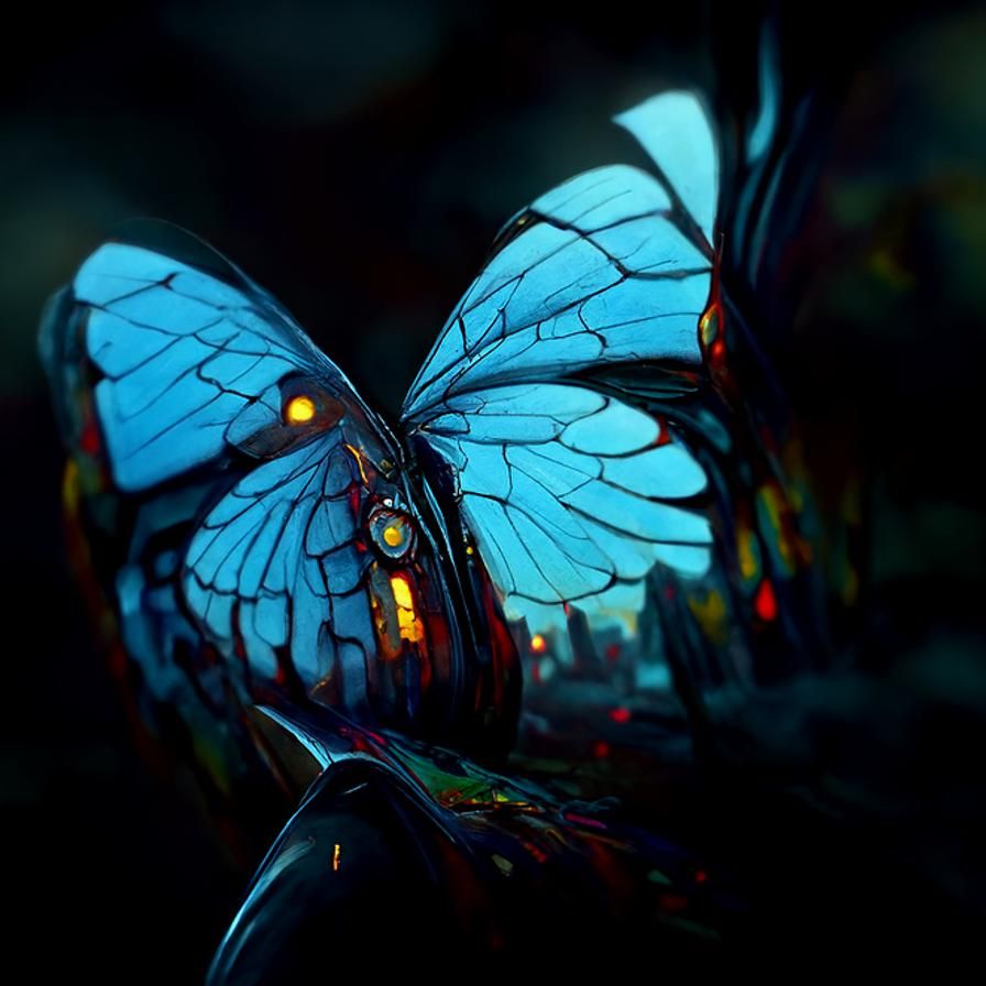Shattered Butterfly with Sunset Wings in Hyperrealism