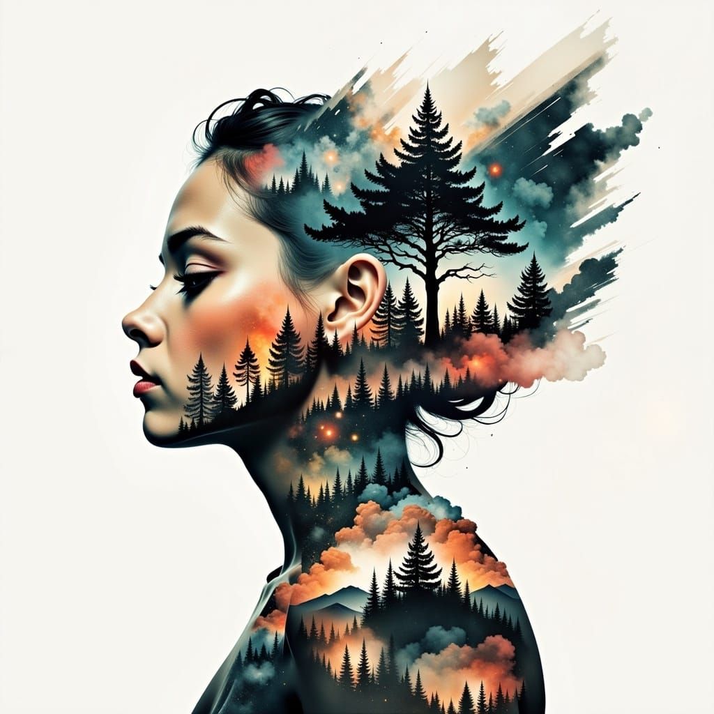 Double Exposure Collage of Adventure Dreams