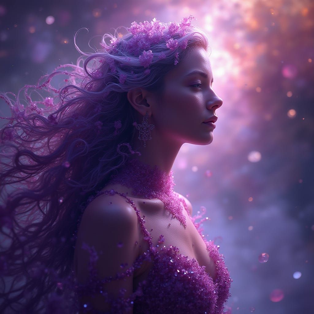 Amethyst Crystal Woman in Fantasy Art Style