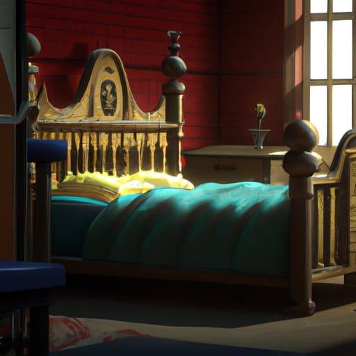 Ominous Empty Bed: Dark, Bloody Horror Scene