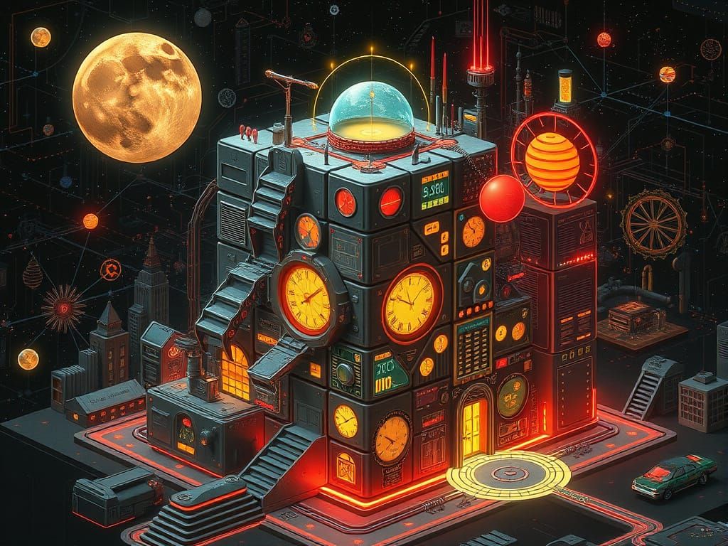 Fractal Metropolis in Cosmic Decopunk Style