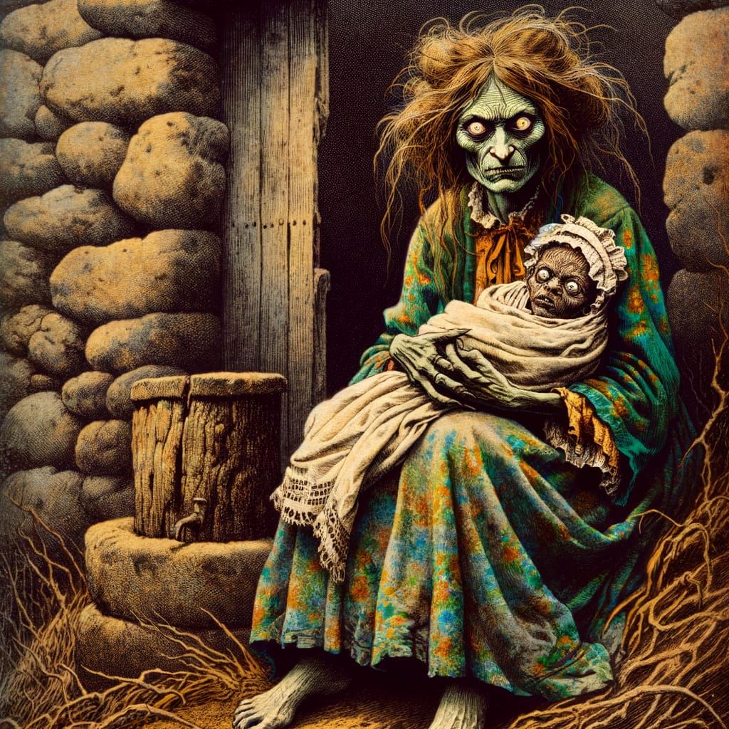 Macabre Peasant Woman with Wood Child
