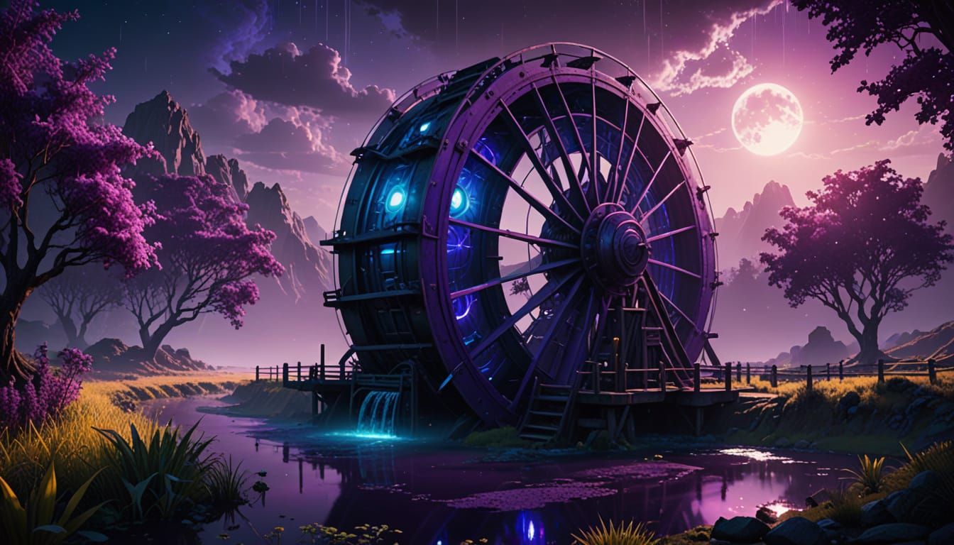 Epic Alien Fruit Farm Scene in Hyperrealistic Sci-Fi Style