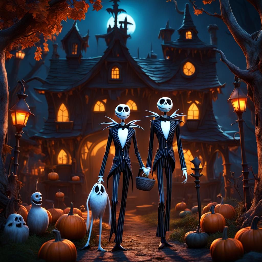 Jack Skellington and Sally go Trick or Treating
