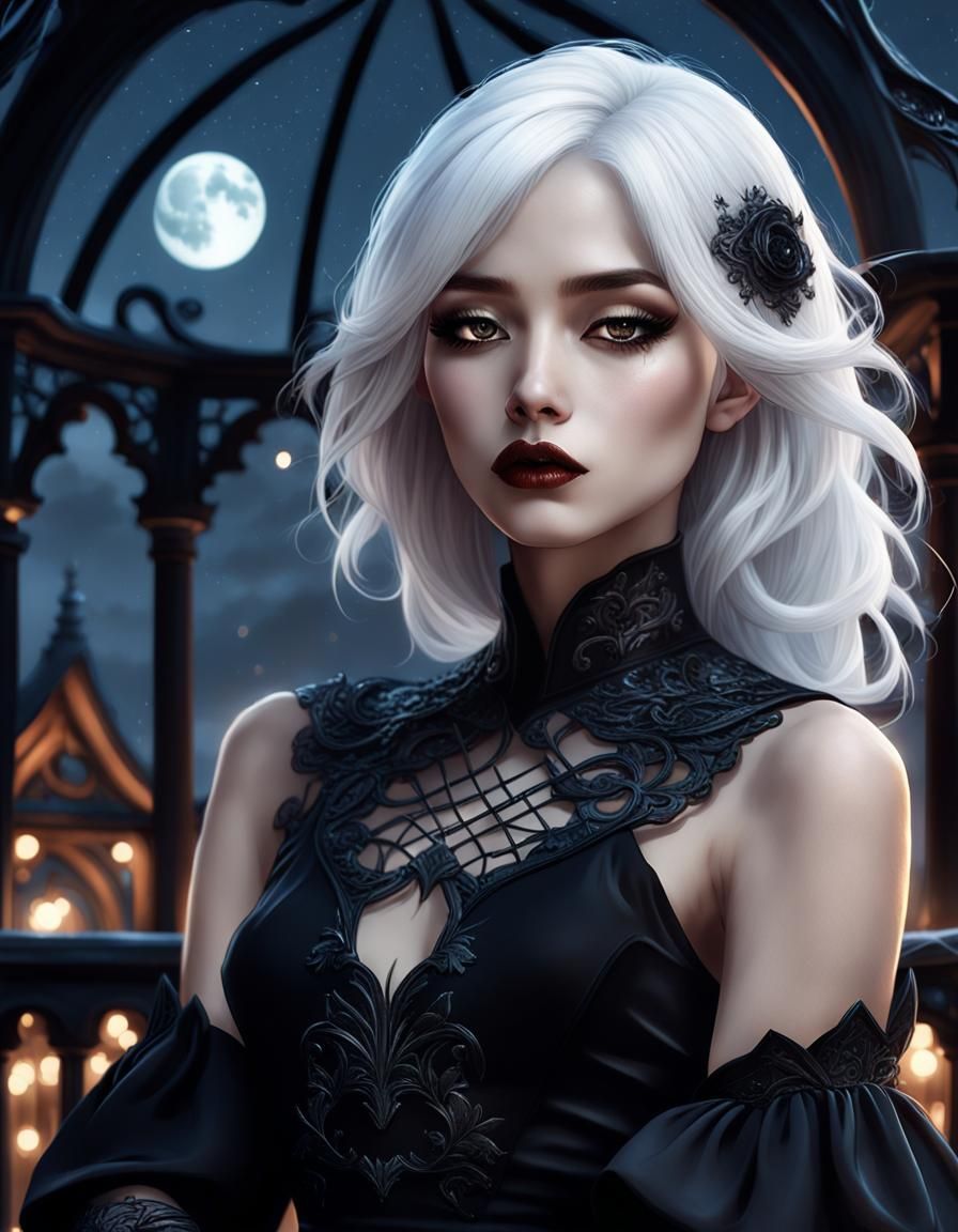 Woman in Gazebo with Magic Lighting, Macro Photography