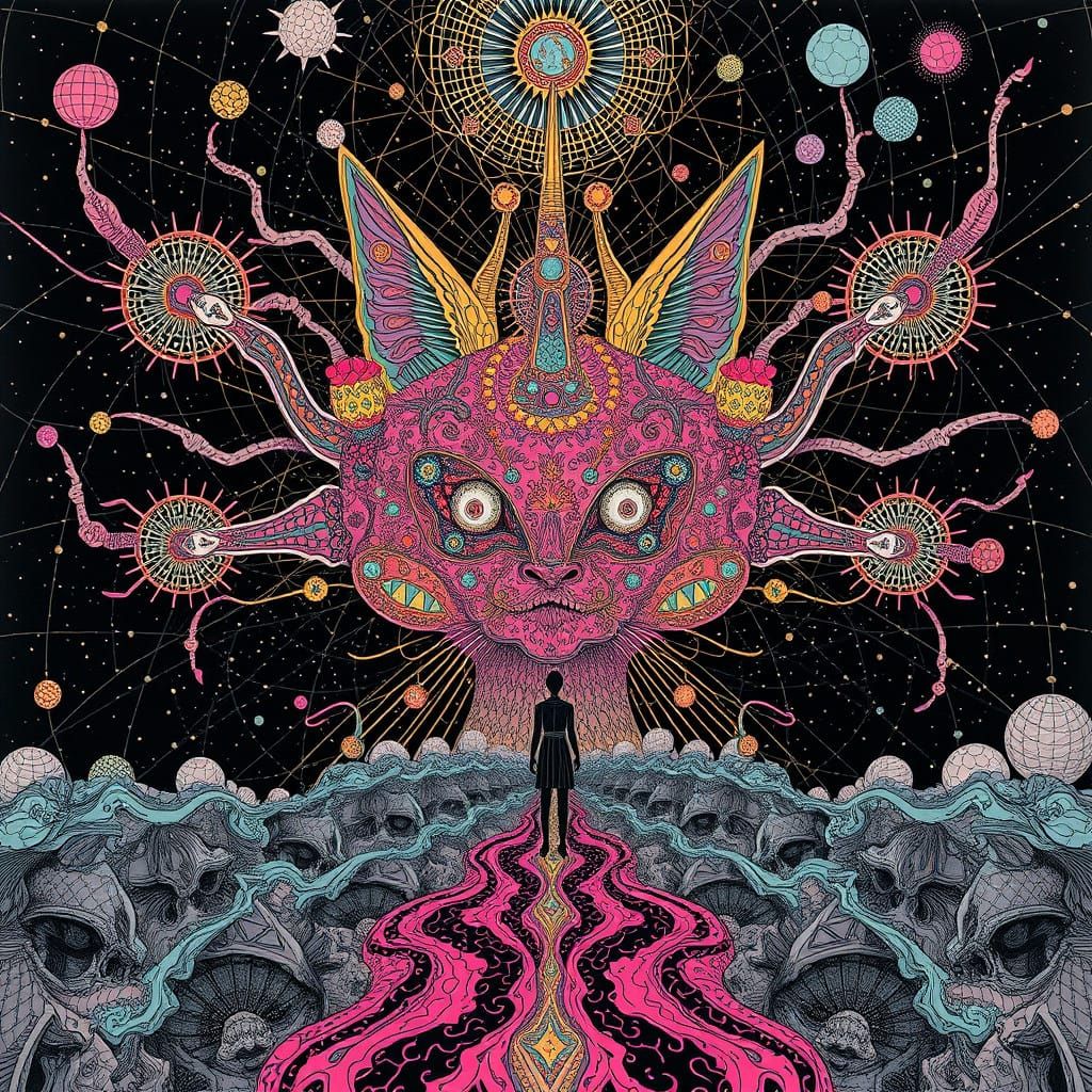 Psychedelic Glitchcore Beings in a Cyberpunk Aesthetic