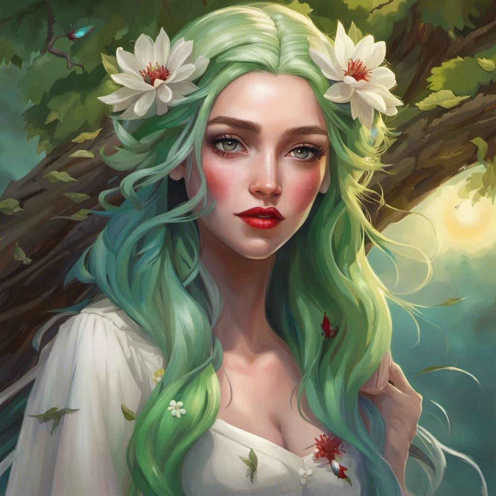 Enchanting Fairy Portrait with Rainbow Sky, Hyperdetailed Ar...