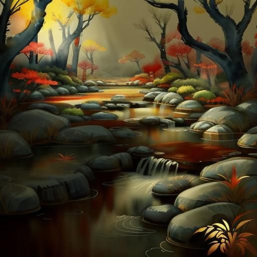 Lunar New Year Chinese Landscape in Watercolor Style